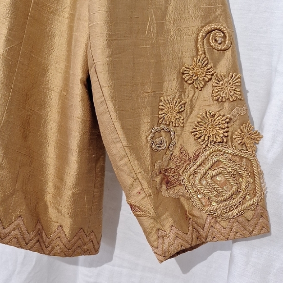 Silk Gold Embroidered Beaded Jacket, Boho, Coldwater Creek, Sz 18, NWOT - Picture 10 of 16